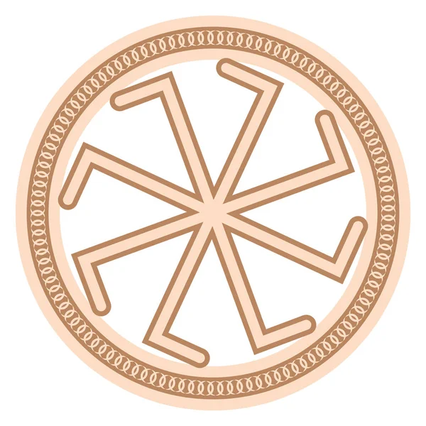 科里亚德涅克 斯拉夫的象征 装饰着斯堪的纳维亚编织的装饰品 米色流行 带有花纹和阳光的设计 — 图库矢量图片