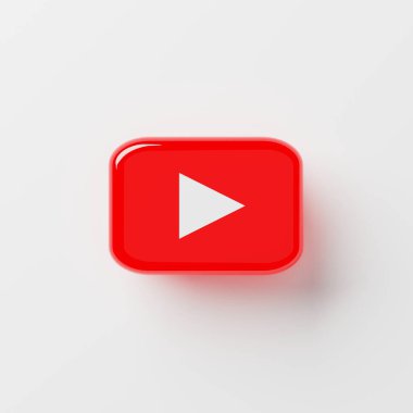 Chonburi, Tayland - 27 Ekim 2021: İzole edilmiş beyaz arka planda bir Youtube logo simgesi. Youtube dünyanın en büyük video paylaşım sitesidir, resim sığ bir alan derinliğine sahiptir.