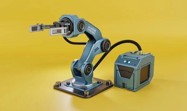 Lengan Robot Dengan Pegangan Tangan Dan Catu Daya Untuk Pabrik — Stok Foto