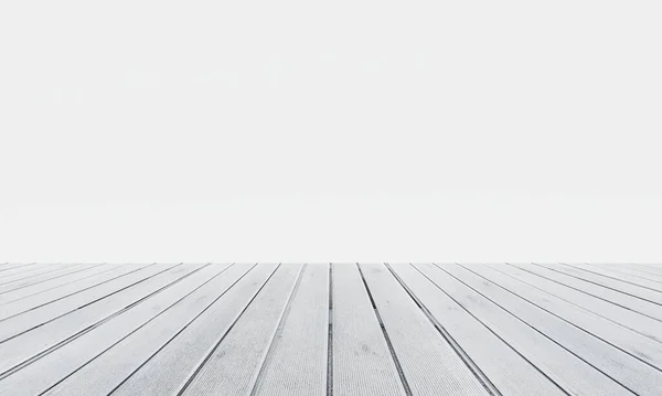 Beyaz Ahşap Zemin Masaüstü Arka Planı Olan Boş Bir Oda — Stok fotoğraf