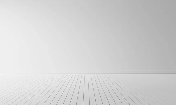 Camera Vuota Con Pavimento Legno Bianco Sfondo Del Desktop Piano — Foto Stock