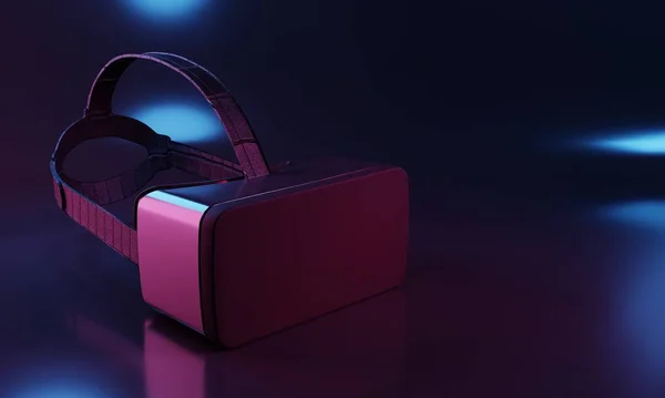 Headset Med Cyberpunk Färgglada Ljus Med Kopieringsutrymme Virtual Reality Teknik — Stockfoto
