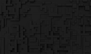 Siyah mozaik soyut arka plan. Duvar kağıdı ve sahne arkası sanat konsepti. 3B illüstrasyon oluşturma