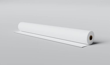 Kağıtlar gri arka planda. Nesne ve endüstri kavramı. 3B illüstrasyon oluşturma