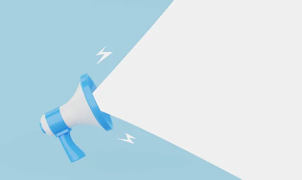 Blue Pastel White Megaphone Announcing White Empty Blank Space Message — Foto Stock