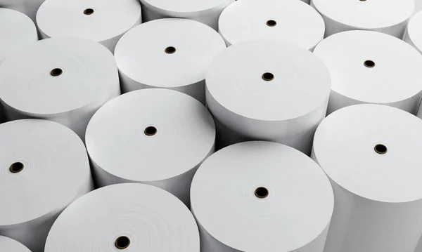 White Paper Rolls Production Industrial Factory Background Business Manufacturing Concept — Fotografia de Stock