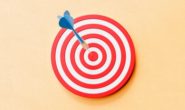 Dartboard Dart Center Target Yellow Background Business Success Strategy Concept — Stock Photo, Image