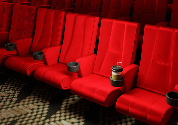 Rows Red Velvet Seats Watching Movies Cinema Copy Space Banner Royalty Free Stock Images