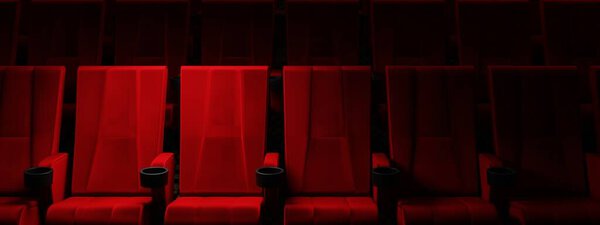 Rows Red Velvet Seats Watching Movies Cinema Spotlight Only Couple Stock Photo