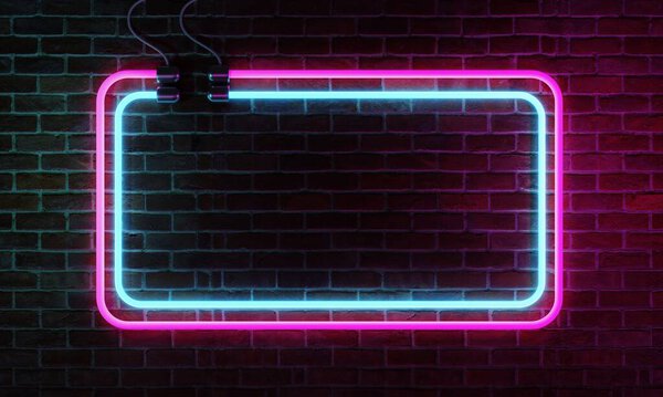 Neon Sign Banner Copy Space Brick Wall Background Abstract Art Royalty Free Stock Images