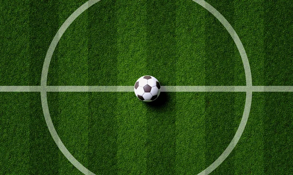 Soccer Field Center Ball Top View Background Sport Athletic Concept — Stock Photo, Image