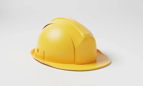 Жовтий Капелюх Безпечного Шолома Білому Тлі Концепція Бізнесу Будівельної Інженерії — стокове фото