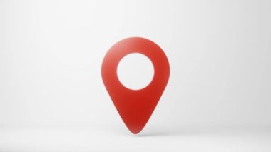 Kusursuz döngü konum pin sembolü yukarı sıçrıyor ve beyaz arka planda zıplıyor. İmza ve sembol kavramı. 4K görüntü videosu