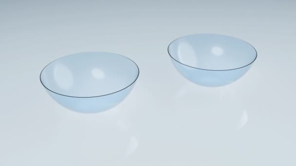 Couple Lentilles Contact Sur Sol Réfléchissant Propre Laboratoire Optique Concept — Video