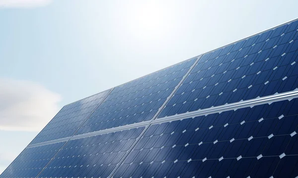 Solkraftverk Med Solpaneler För Produktion Elenergi Genom Grön Energi Med — Stockfoto