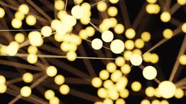 Seamless Looping Abstract Gold Yellow Network Glowing Illumination Node Background — Vídeo de Stock