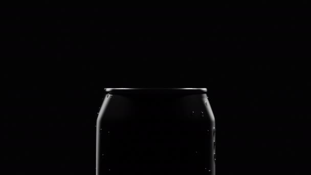 Close Dolly Zoom Top Cola Beer Can Container Dark Studio — Wideo stockowe