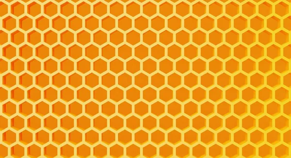 Yellow honeycomb structure pattern background. Food and nature concept. 3D illustration rendering