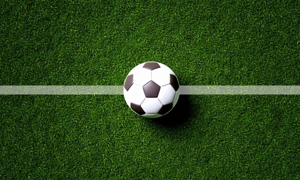 Soccer Field Center Ball Top View Background Sport Athletic Concept — Stock Photo, Image