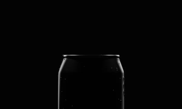 Close Top Cola Beer Can Container Dark Studio Lighting Condensate Stock Image