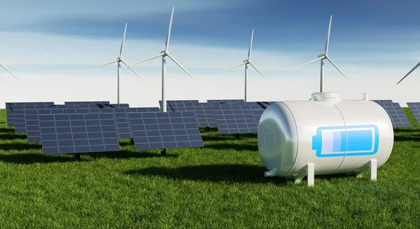 Carregador Bateria Energia Solar Usina Fazenda Tecnologia Ecológica Conceito Economia Imagem De Stock