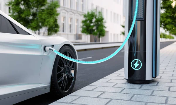 Borne Recharge Grande Vitesse Pour Véhicules Électriques Dans Les Rues — Photo