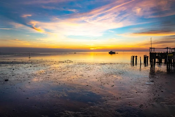 Cielo Anaranjado Atardecer Sobre Golfo México —  Fotos de Stock