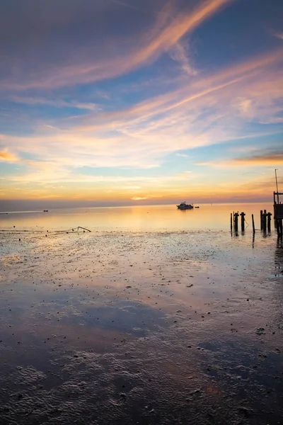Magnifik Solnedgång Vid Mexikanska Golfen Vid Cedar Keys Florida — Stockfoto