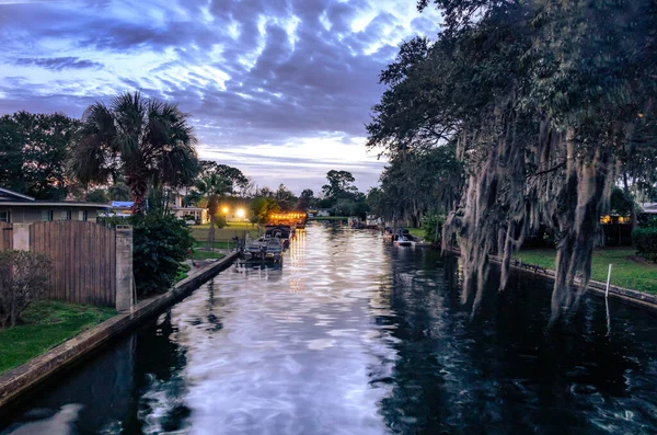 Tôt Dans Soirée Sur Canal Orlando Floride Janvier 2022 — Photo