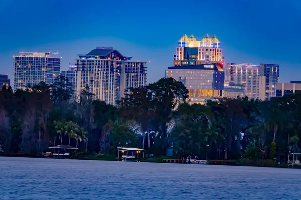 Stad Orlando Florida Tijdens Schemering Januari 2022 — Stockfoto