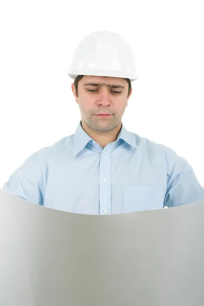 Engineer holding blueprint — Stock Photo, Image