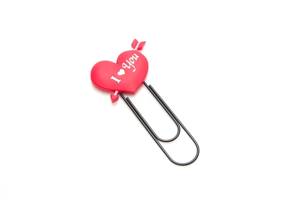 Heart symbol paper clip — Stock Photo, Image