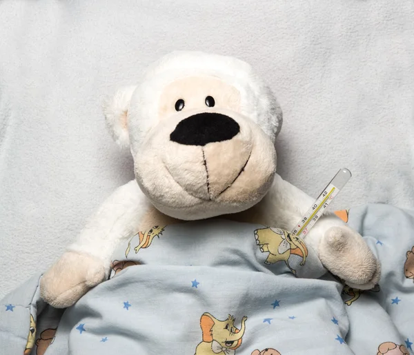 Urso na cama — Fotografia de Stock