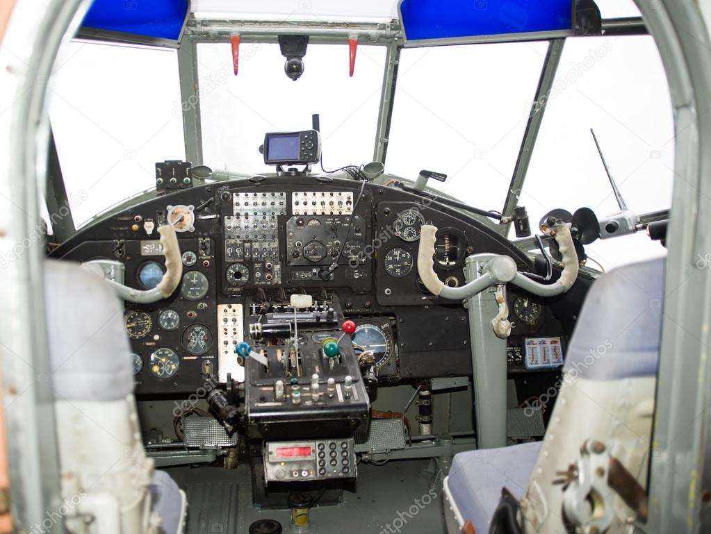 Old small plane cockpit
