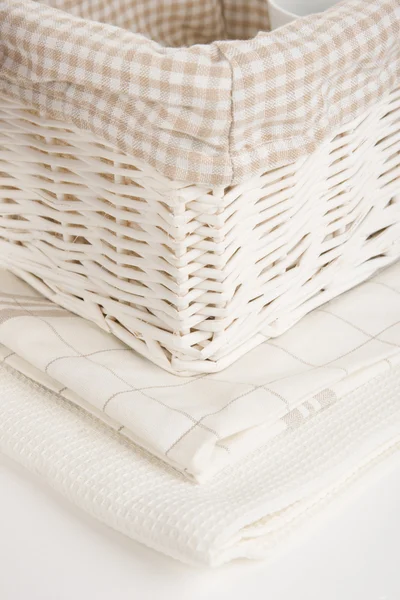 Kitchen towels and basket