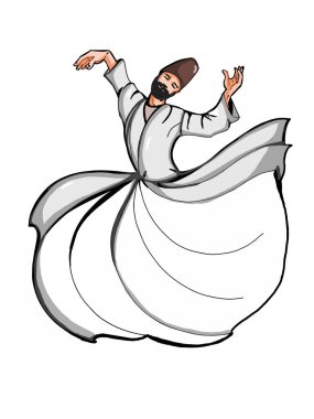 mevlevi semazens dönen illüstrasyon çizimi 