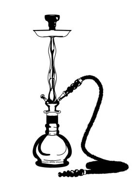 Nargile çizimi siyah beyaz renkler çiziyor
