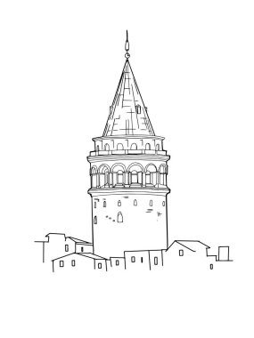 Galata kulesi tarih çizimi çizimi