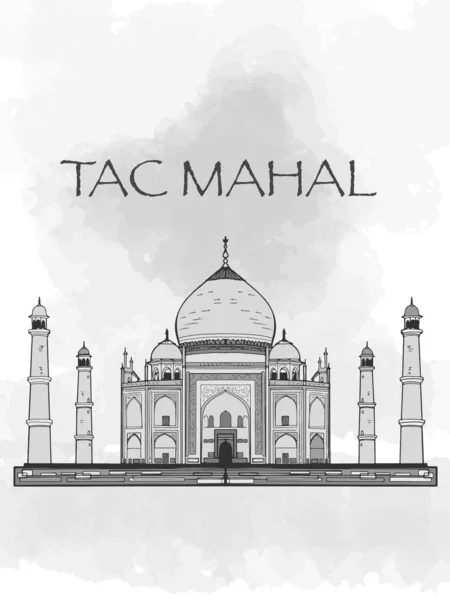 Tac Mahal Ilustración Dibujo Gris Colores —  Fotos de Stock