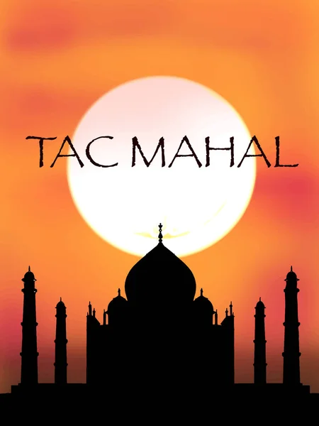 Tac Mahal Ilustración Dibujo Puesta Del Sol — Foto de Stock