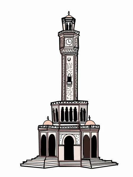 Saat Kulesi Çizimi Izmir Metin Hindisi — Stok fotoğraf