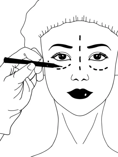 女人脸 用于提升注射器 黑色白色 — 图库照片