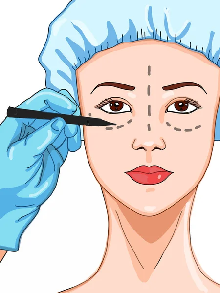 Vrouwen Gezicht Tekening Potlood Voor Het Optillen Van Injectie — Stockfoto