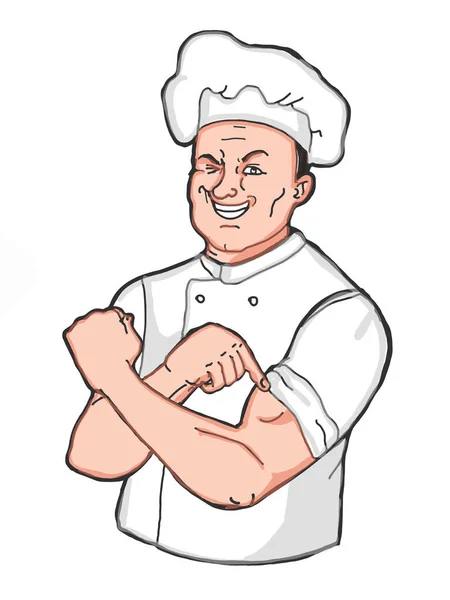 Chef Señalando Mano Poder Ilustración Medio Cuerpo —  Fotos de Stock