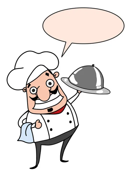 Personajes Del Chef Dibujos Animados Burbuja Placa Habla Colores Grises —  Fotos de Stock