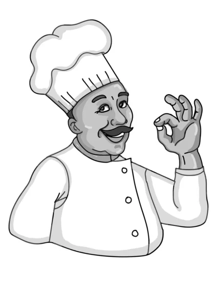 Chef Characters Okay Hand Speech Bubble Colors Circle Background Text — Stock Photo, Image