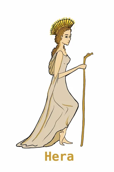 Mitologi Yunani Dewa Hera Ilustrasi Latar Belakang Putih Stok Gambar