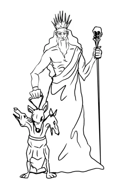 Грецька Міфологія Gods Hades Illustration White Background Line Draw — стокове фото