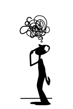 man is thinking mental health himself,illustration.