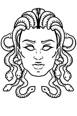 Medusa head Greek gods ,drawing illustration,isolated.Symbol.